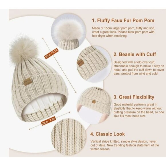 Womens Burgundy Winter Hat Scarf & Gloves Set With Pom Pom Winter Warm Stylish - Picture 6 of 7